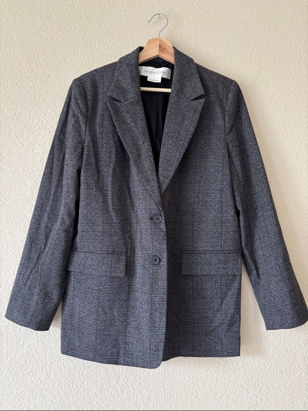 Treasure & Bond Charcoal Glen Plaid Two-Button Blazer - Picture 2 of 4